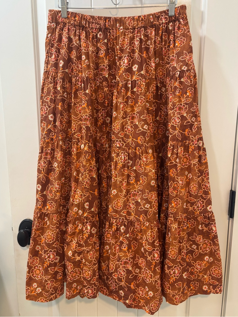 J.Crew Tiered Pull On Maxi Skirt Vintage Vines Size Medium - Picture 6 of 10